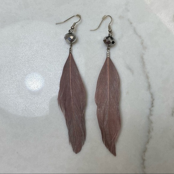 Lot of 3 Long Dangle Boho Gypsy Feather Earrings - Picture 2 of 4